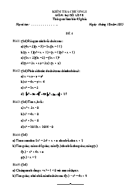 Kiểm tra chương I môn Đại số lớp 8 năm học 2015